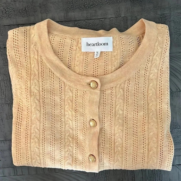 Heartloom Vale Cardi‎ Yellow Button Down Cardigan Sweater - Medium - Picture 4 of 14